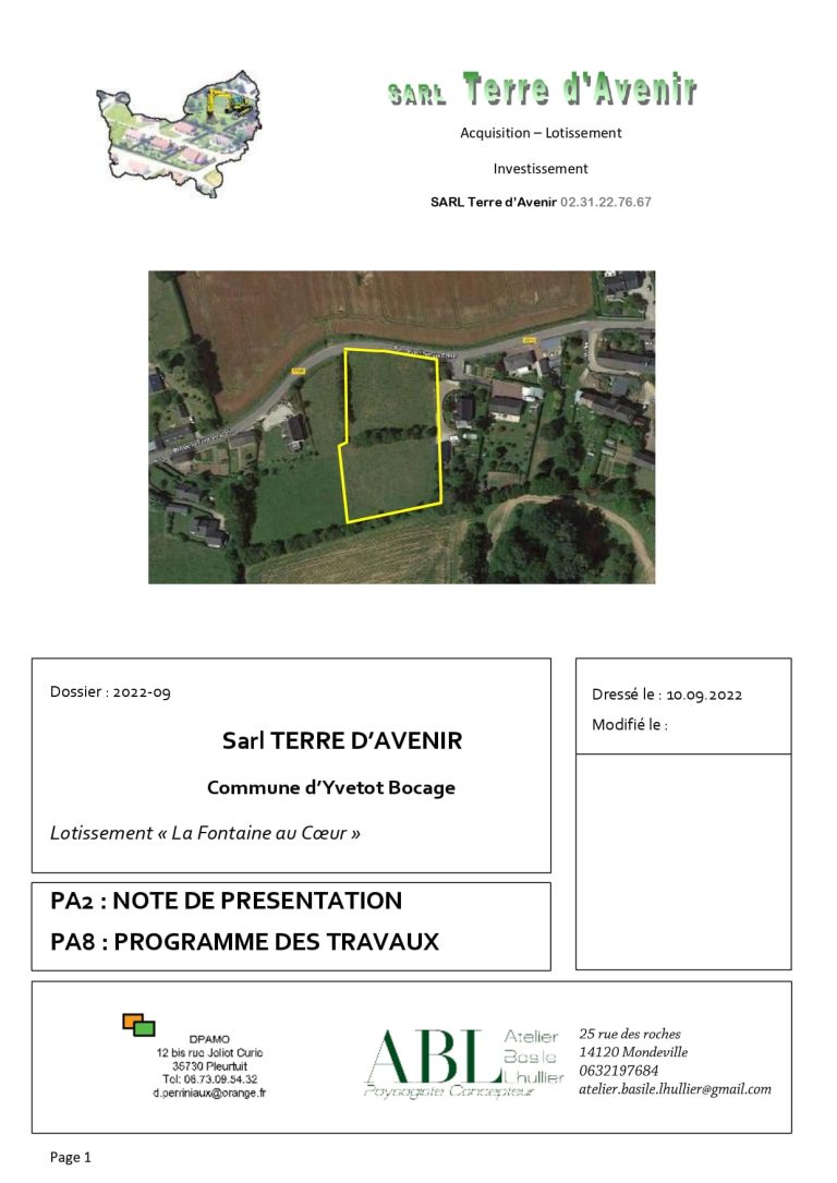 pièce administrative 2 et 8 d'un permis d'aménager