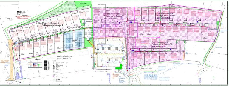 plan hypothese d'implantation des maisons pour un permis aménager d'un lotissement