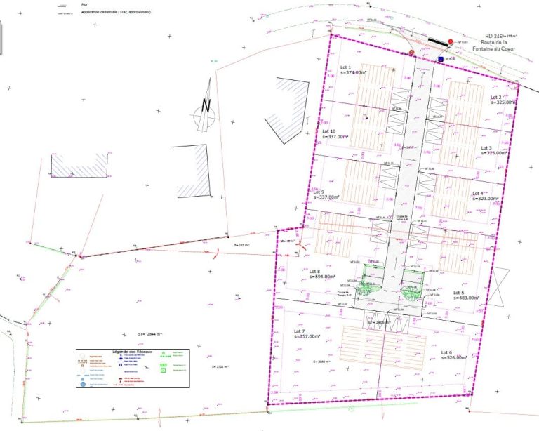 plan hypothese d'implantation des maisons pour un permis aménager d'un lotissement